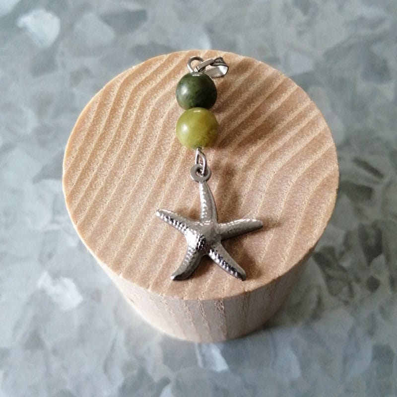 Collier étoile de mer et jade néphrite (1)